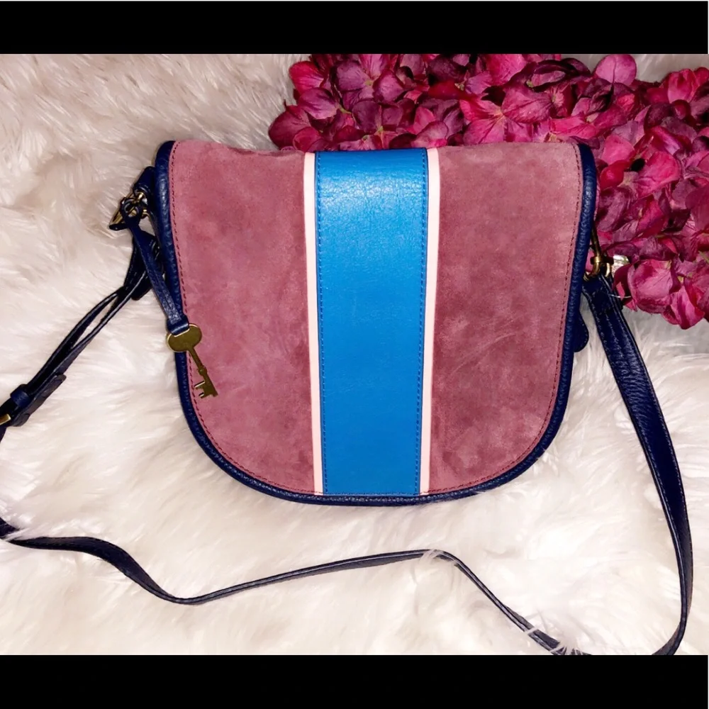 FOSSIL Color-block Crossbody Saddle Bag